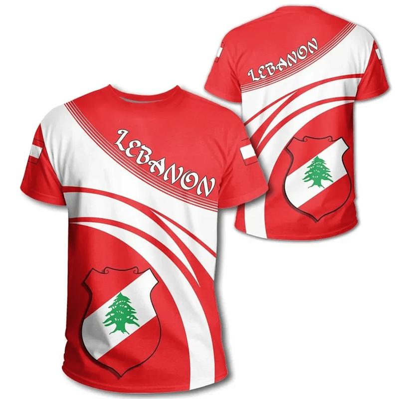Мужская футболка с изображением флага Ливана, камуфляжная одежда с ливанским гербом, летняя уличная мода, свободные топы с коротким рукавом