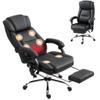 Office Chair Ergonomic with Massage Function Desk Chair with Footrest, Faux Leather Black