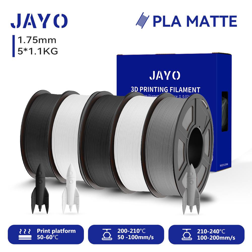 JAYO 5 катушек 3D PLA Матовый Филамент для 3D-принтера 1,75 мм+/-0,02 мм 100% Без пузырьков Нетоксичный Материалы для 3D-печати для 3D-принтера и ручки
