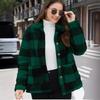 Winter Warm Jacket Women's Plaid Thick Plush Pocket Cardigan Button Jackets