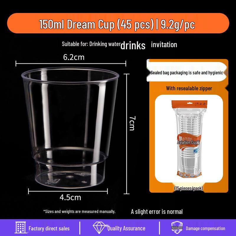 Disposable Transparent Food-Grade Plastic Cups, Thickened for Household & Reception Use