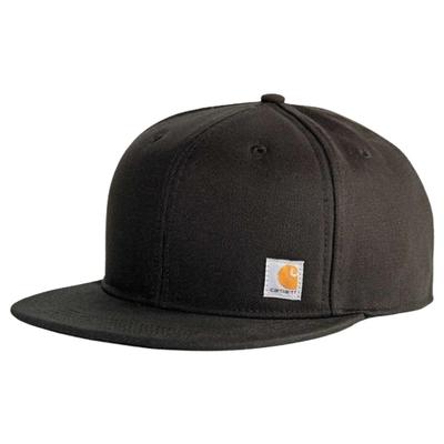 Carhartt Кепка из прочного утиного полотна с плоским козырьком, черная, однотонная, для мужчин и женщин, 106665, (001), Размер, 6 панелей, козырек, ткань, застежка-регулятор, простой дизайн, цвет,