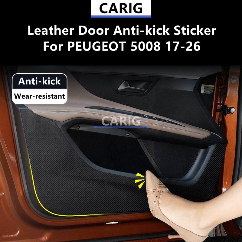 For PEUGEOT 5008 17-26 Leather Door Anti-kick Sticker Modified Interior Car Accessories Refit Modification Decoration