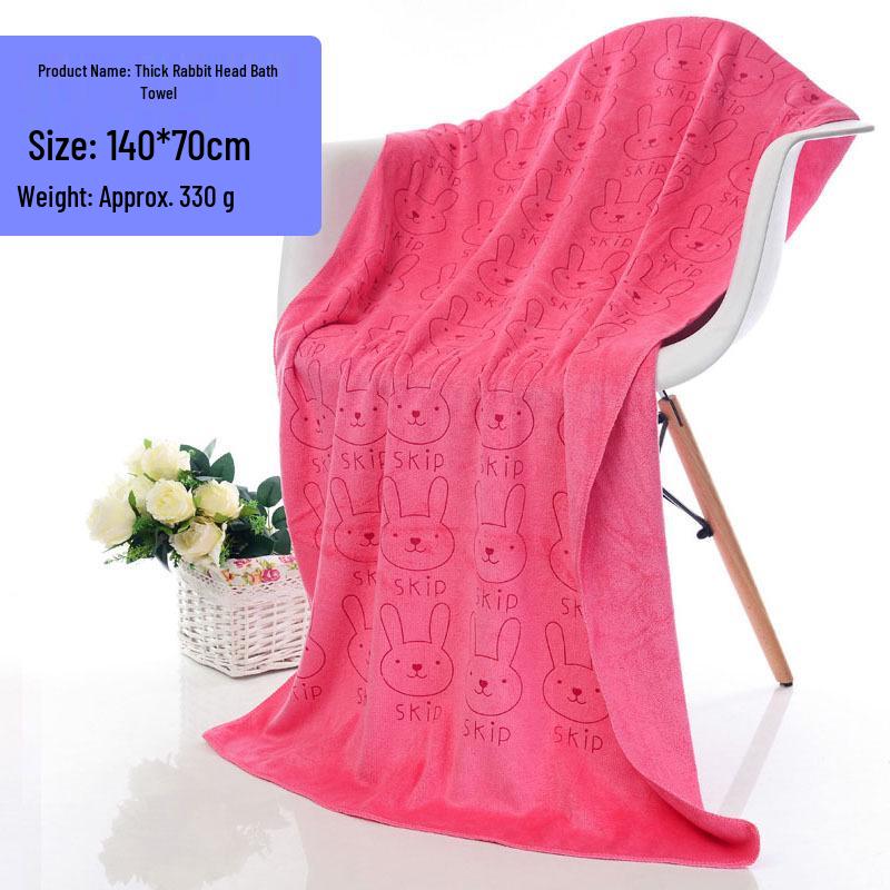 Пляжное полотенце из микрофибры с мультяшным кроликом - Впитывающее, Мягкое, Без ворса для взрослых