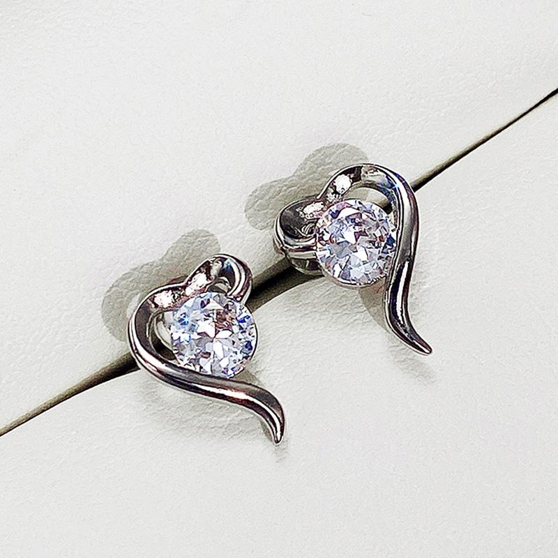 Новые парные серьги-гвоздики в форме сердца для женщин, одиночные круглые серьги с фианитом, романтическая помолвка, свадебные модные украшения