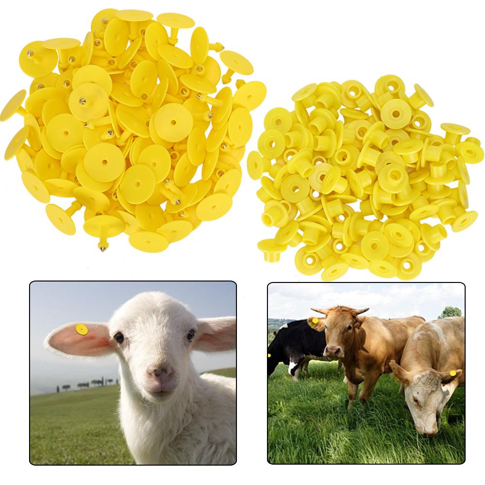 100pcs Animal Ear Tag Plastic Identification Card Anti Lost Marker for Farm Cattle Sheep PigsYellow