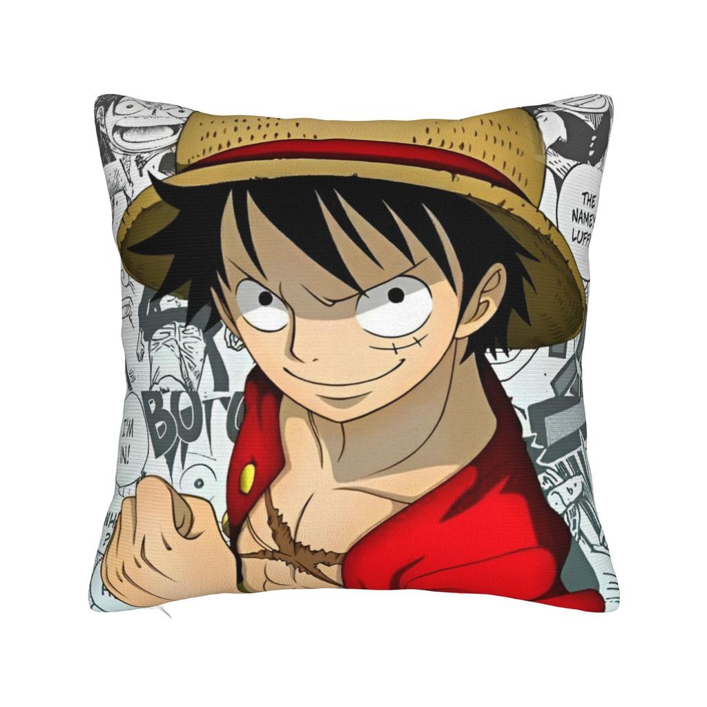 Luffy Anime Square Pillow Case Cushion Cover Creative Zippered Decor Pillowcase for Home xcm