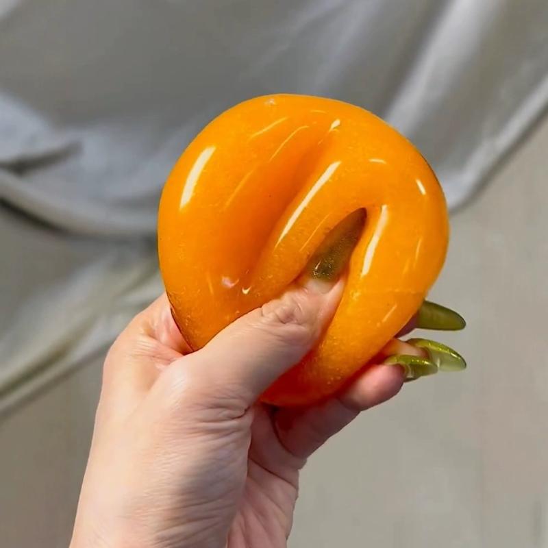 Handmade Orange Slushy Squeeze Fidget Toy Soft Slow Rebound Stress Relief Toy for Surprise Blind Box Filler Gift