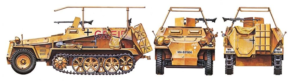 Tamiya Серия военных миниатюр 113 Немецкий радиокомандный автомобиль Greif Sd.Kfz.250/3 1/35 Пластиковый модельный набор 35113