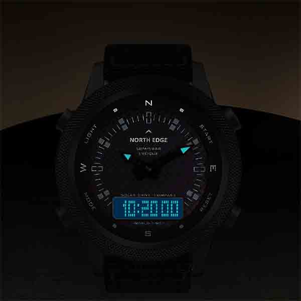 NORTH EDGE Мужские цифровые часы на солнечной энергии, мужские уличные умные часы, цельнометаллические водонепроницаемые часы с компасом 50 м, армейские часы в стиле милитари