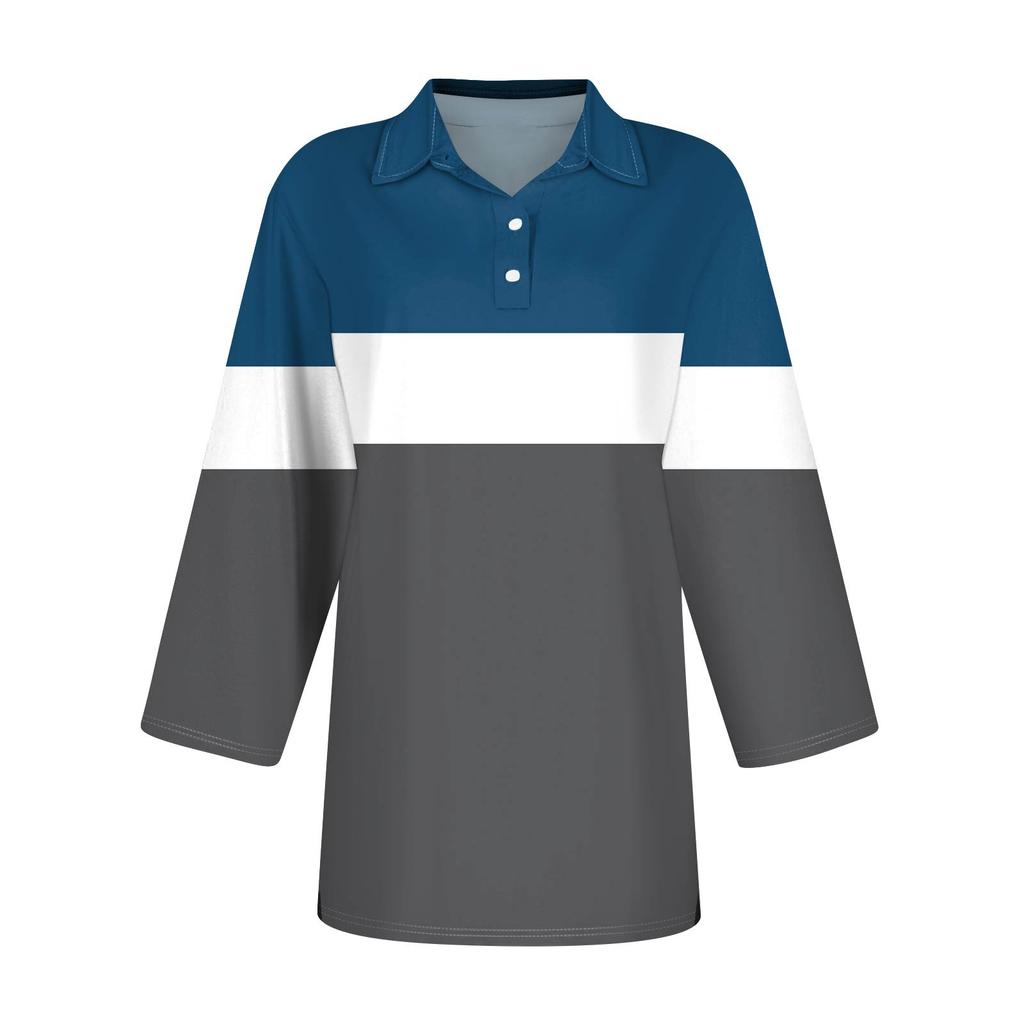 Женская модная повседневная рубашка с короткими рукавами 3/4 с лацканами и принтом, женские топы на пуговицах