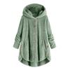 Women's Fashion Solid Color Pocket Button Hooded Loose Casual Plush Jacket
