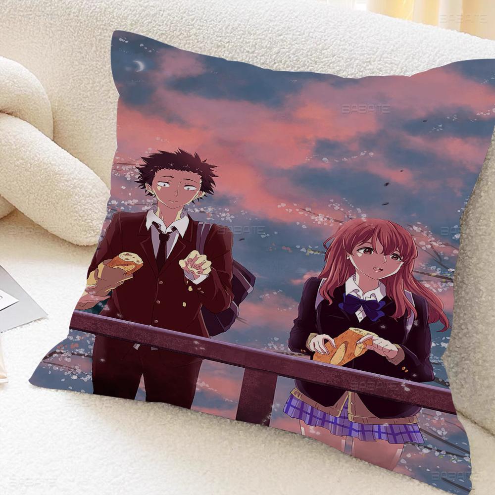 Подушка для сна A Silent Voice Подушка с аниме Подушка для дивана Подушка для изголовья кровати Чехол для подушки Чехол для подушки 45x45 см Модный