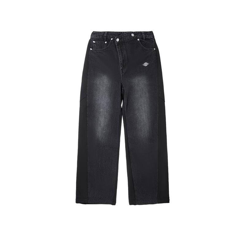 Li Ning Модная спортивная серия Прямые Свободные Универсальные Джинсы Женские брюки AKXV274-2