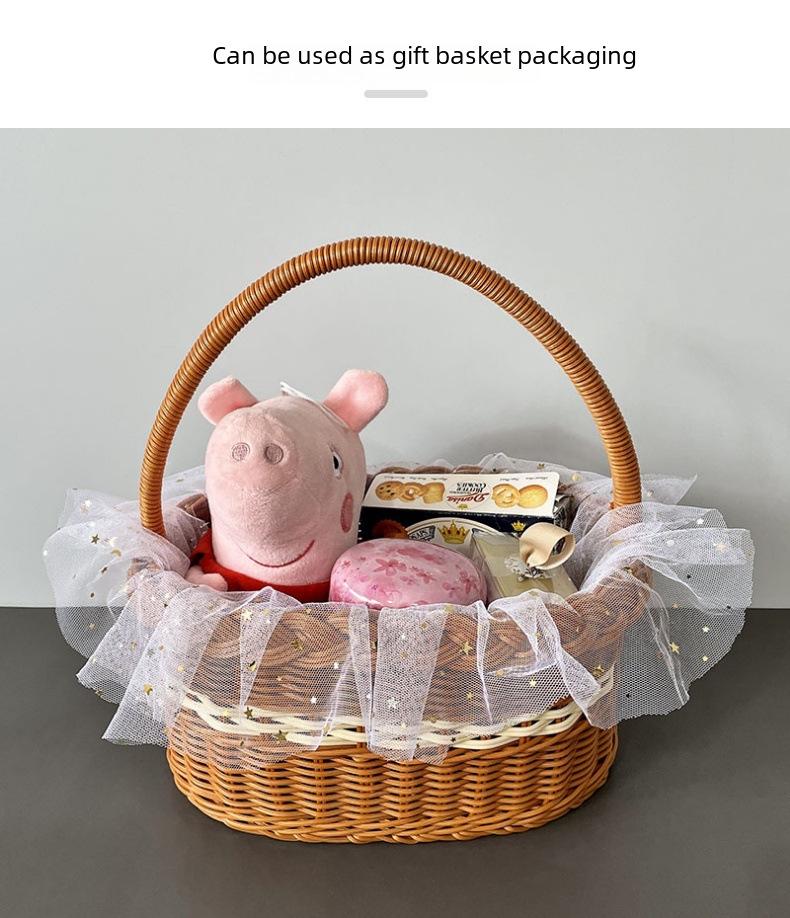 Плетеная корзина для пикника и хранения из искусственного ротанга - ручная подарочная или детская корзина