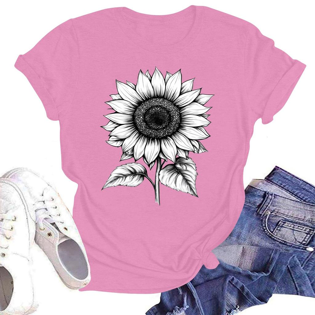 Женская повседневная свободная футболка с принтом, круглый вырез, пуловер, короткий рукав, топ