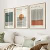 3pcs/set Abstract Orange Beige Bauhaus Canvas Print Mid-century Geometric Wall Art Poster Modern Living Room Bohemian Home Decor