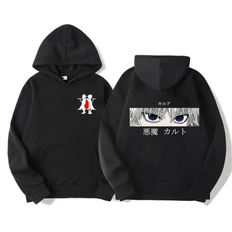 Killua Zoldyck Devil's Eye Tattoo Print Unisex Streetwear Hip Hop Style Autumn Winter Fashion Oversize Hip Hop Tops