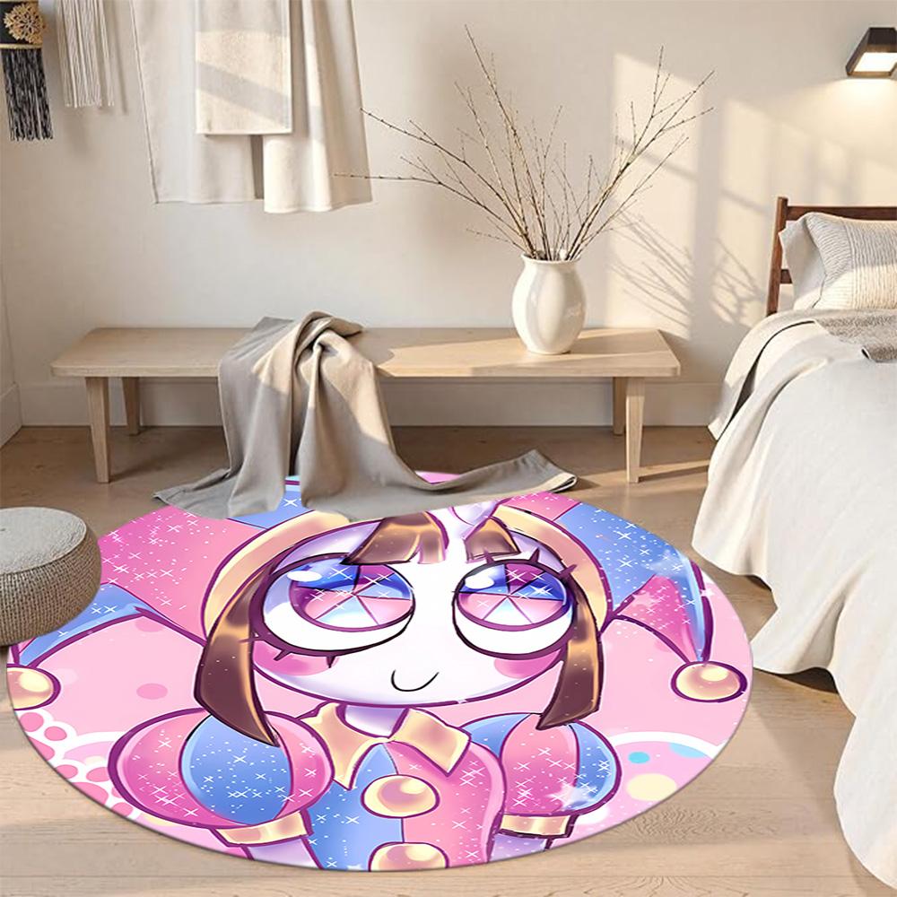 Unicorn Jester Party Round Carpet Suitable for Game Room Kitchen Foyer Balcony Anti-slip Round Rug Anime Office Decor