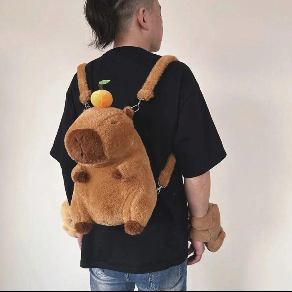 Плюшевый плюшевый рюкзак Capybara Capybara, плюшевая сумка большой вместимости, пара Capybara