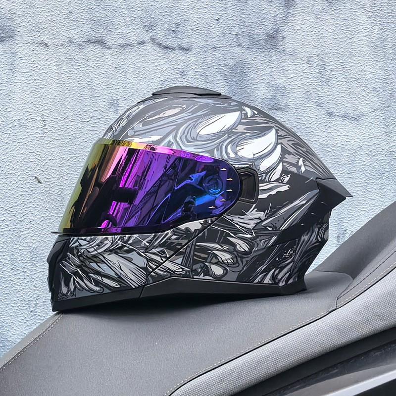 DOT ECE Certified Full Face Motorcycle Helmet Men Women Flip-Up Design ABS Shell All Season Use