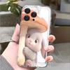 Grey Rabbit Under Red Mushroom Phone Case for IPhone 14 15 16 17 13 12 11 Pro Max  Plus 12 13 Mini TPU Protect Cover