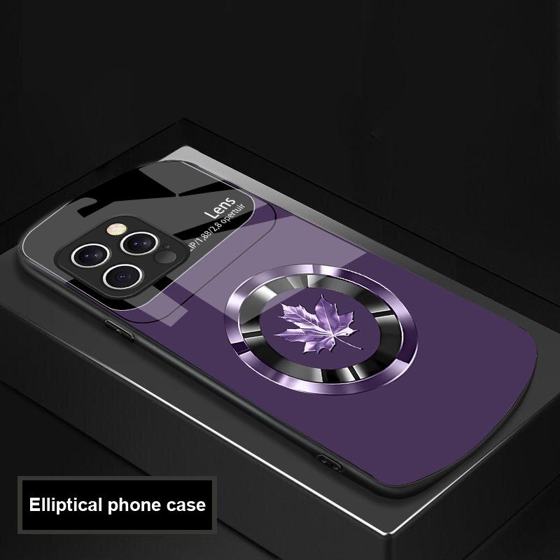 Круглый Кленовый Лист Для IPhone 16 Pro Max 15 Pro 14 13 12 Mini 11 XS Max XR 7 8 Plus SE 2022 Эллиптический Стеклянный Чехол Для Телефона