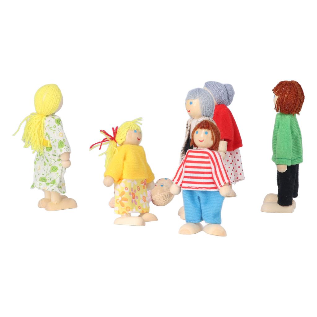 Wooden Dollhouse People for Kids Movable Cultivate Imagination Doll House Dolls Family for
