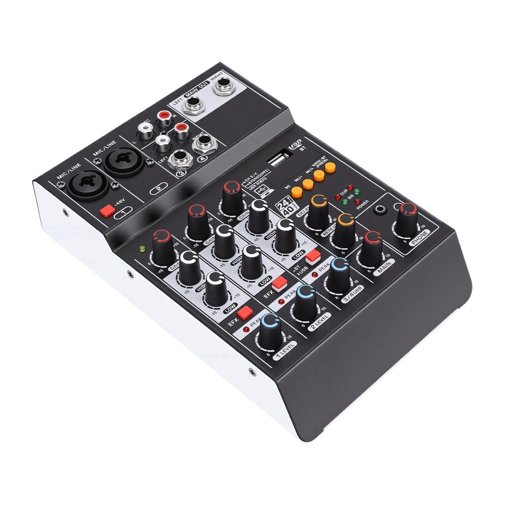 Звуковой микшер USB MP3 Bluetooth Компьютерный вход 4 канала 48 В Фантомное питание Стерео DJ-микшер для компьютерной записи Караоке