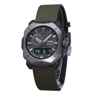 ProTrek аналоговые цифровые зеленые ремешок из ткани Cordura серый циферблат прочные солнечные часы PRW-6900YB-3 100M мужские часы