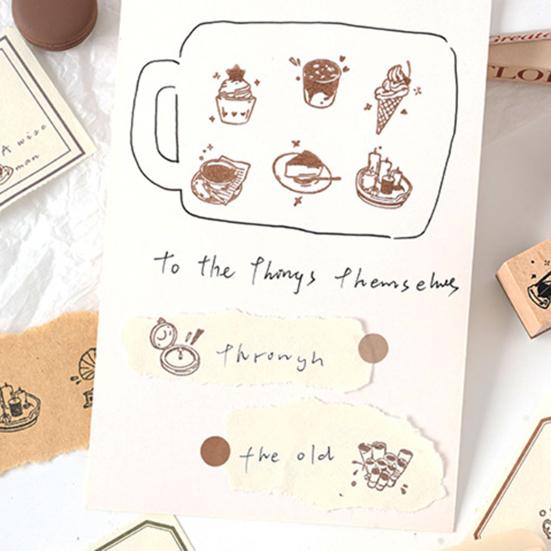 8 шт./Набор Деревянные и Резиновые Штампы Декоративные Деревянные Штампы Штампы на Тему Ретро Жизни для Скрапбукинга Открыток Конвертов DIY Поделок Планера Журнала