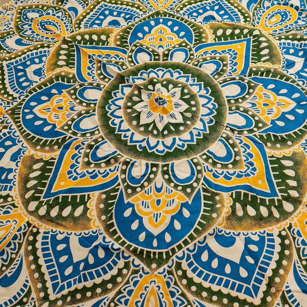 Large Mandala Roundy Art (180cm) – Yellow & Blue