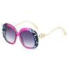 New Luxury Leopard Gradient Oval Women Sunglasses Brand Personality Double Heart Decoration Contrast Color Men Sun Glasses Uv400