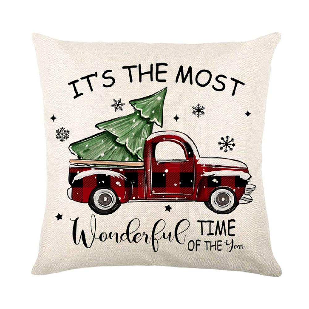 New 45×45cm Christmas Throw Pillow Cover Linen Removable Pillow Cover Soft Christmas Tree Pillowcase Home Decoration