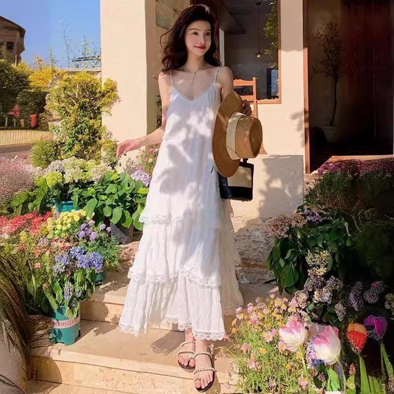 Женское платье Seaside Resort Haute Couture Французское длинное платье с бретелью через шею Длинное платье