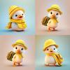 Cartoon Little Yellow Duck Wearing Hat Car Pendant With Acrylic Flat Surface Design For Car Interior Decor