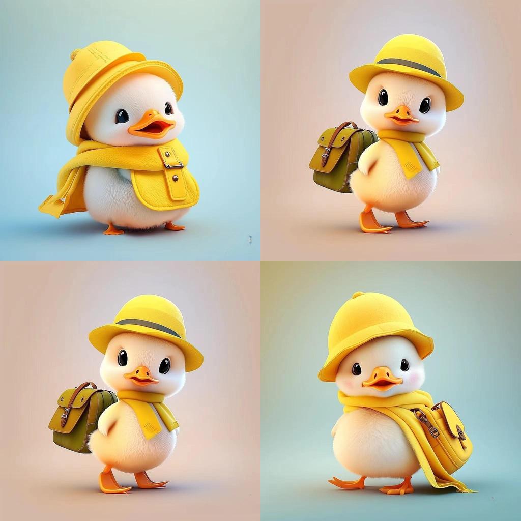 Cartoon Little Yellow Duck Wearing Hat Car Pendant With Acrylic Flat Surface Design For Car Interior Decor