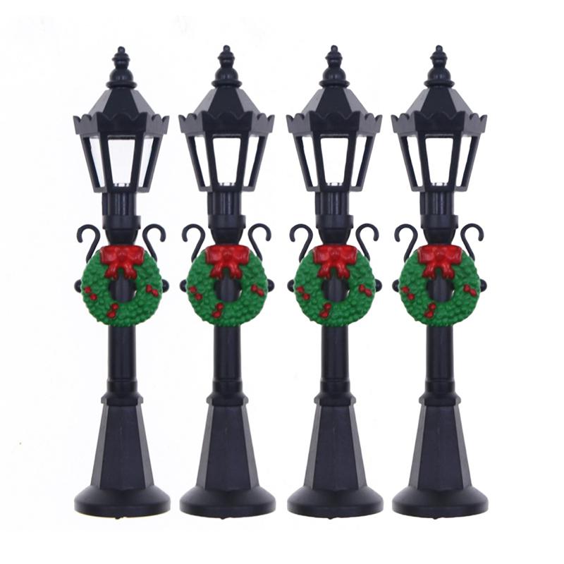 1:12 кукольных домиков, рождественская сцена, уличный фонарь, модель уличного освещения, кукольный рождественский декор, микропейзаж, украшения для сада фей