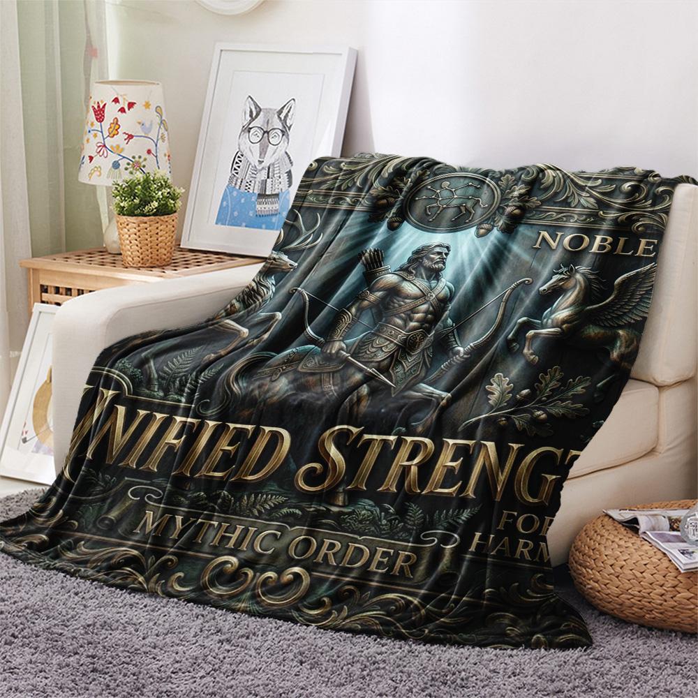 1Pc Centaur Print Flannel Blanket, High quality Comfortable for All Seasons, Home Decor, Warmth and Comfort, Perfect for Christmas Gifts