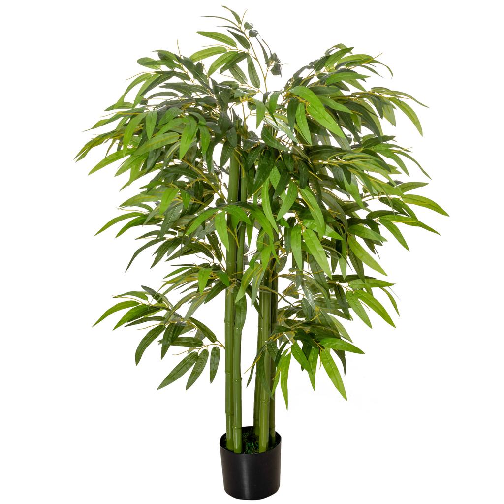 Artificial Plant, Plastic Bamboo in Pot, 780 Leaves, Realistic Look, Minimal Maintenance, 140 cm, Green