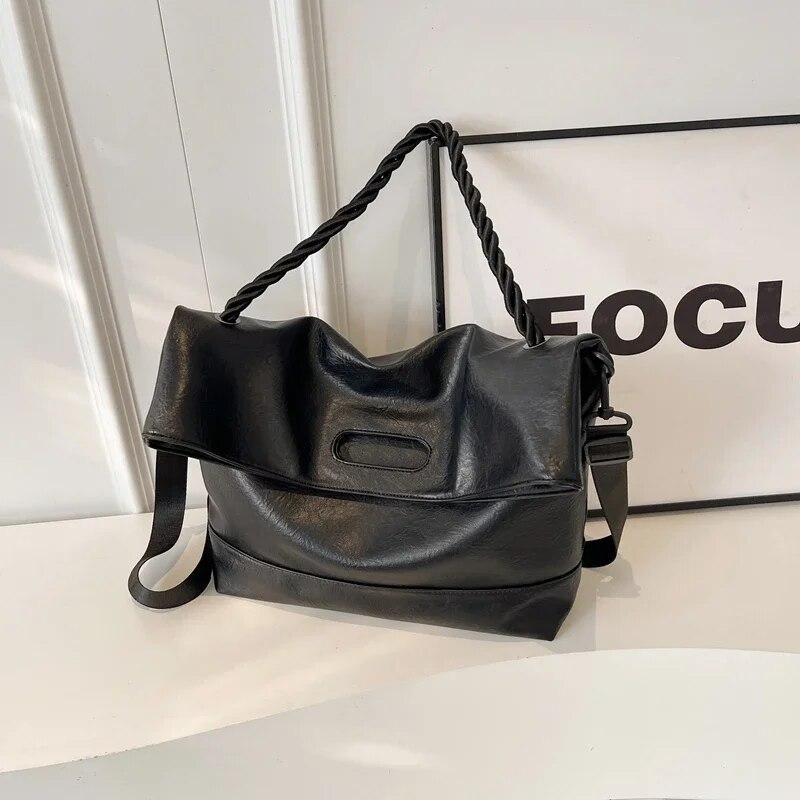 Дизайнерские большие сумки через плечо из искусственной кожи с веревочной ручкой для женщин, весна 2024 года, дизайнерская женская сумка на плечо, сумки