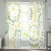 Wreath Green Watercolor Flower Tulle Curtains for Living Room Kitchen Bedroom Sheer Tulle for Cafe Hotel Modern Home Decor