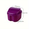 Portable Denture Case - Double Layer Storage Box with Drainage Holes & Cleaning Net, Travel-Friendly Brace/Keeper Container