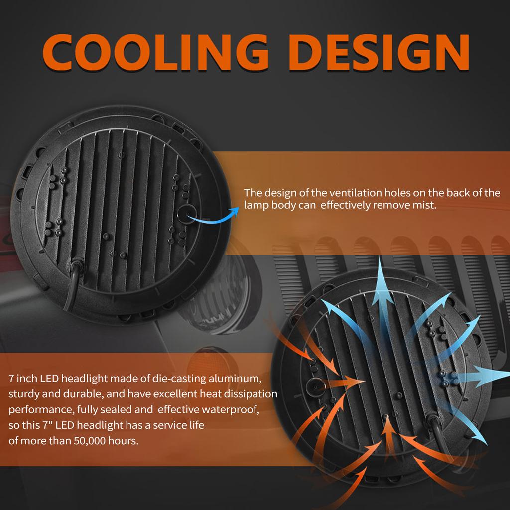 2 шт., 7-дюймовые автомобильные, мотоциклетные, светодиодные фары с сигналом поворота DRL, ближний свет, дальний свет, красные угловые глаза, 7 дюймов