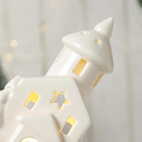 Керамический Снежный Дом Светодиодный Декор Скандинавская Рождественская Деревня Настольная Лампа Креативное Праздничное Украшение для Каминной Полки и Полки