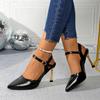 2025 New Spring Ankle Buckle Strap Women Pumps Narrow Band Pointed Toe Thin Low Heels Dress Shoes Heels