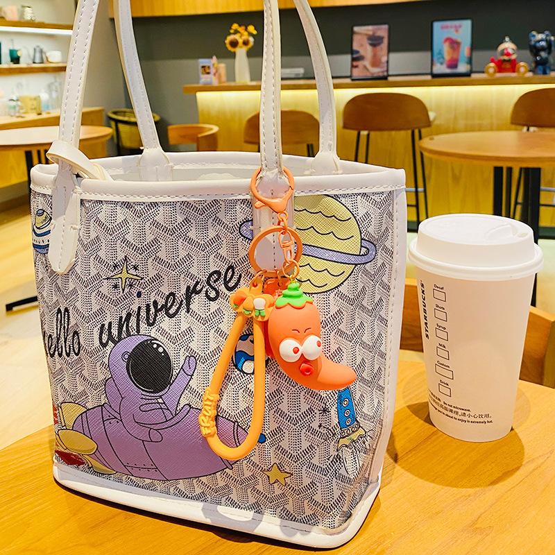 Creative Car Keychain, Funny And Cute Cartoon, Vegetables, Big Eyes, Schoolbag Pendant, Couple Small Gifts Key Chain Keychains Female Flower Keyring