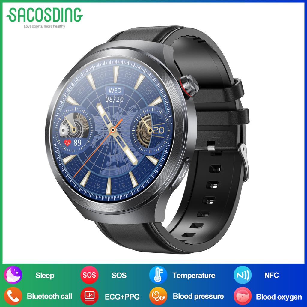 SACOSDING 2025 New AI Diagnosis ECG+PPG Smart Watch Blood Pressure Body Temperature Men Bluetooth Call Health Smartwatch