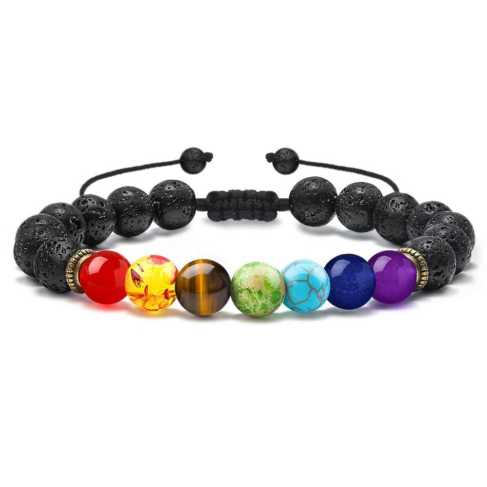 Браслет Lava Rock Chakra - 8 мм натуральный камень чакра из бисера вулканический браслет, мужчины женщины бусины для снятия стресса йога
