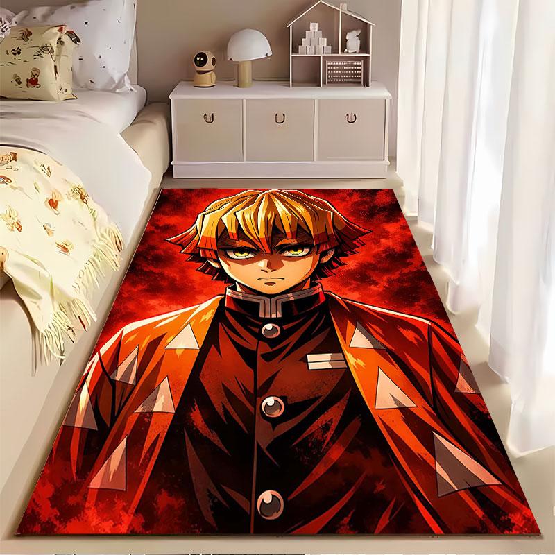 Anime Character on Fiery Backdrop suitable as a non-slip mat for the living room or bedroom sofa